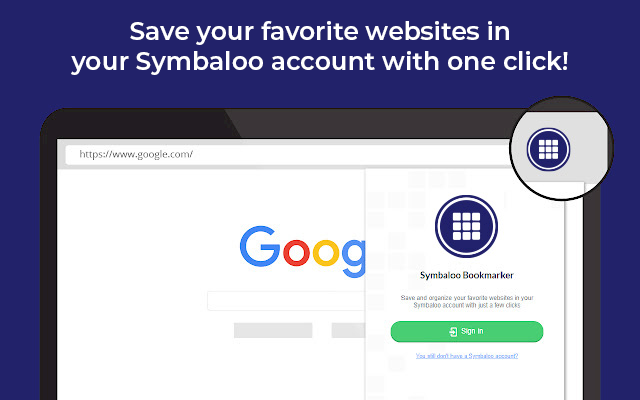 The Symbaloo bookmarker adds an icon in your browser